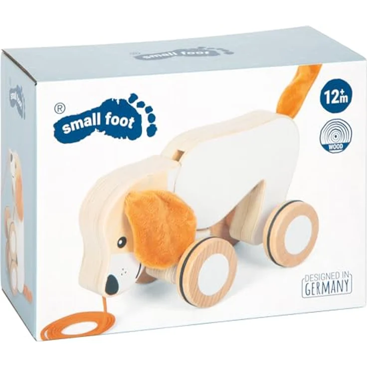 Small Foot - Wooden Sled Dog with Crinkly Ears, Schiebe- & Ziehspielzeug für Babys – Bild 9