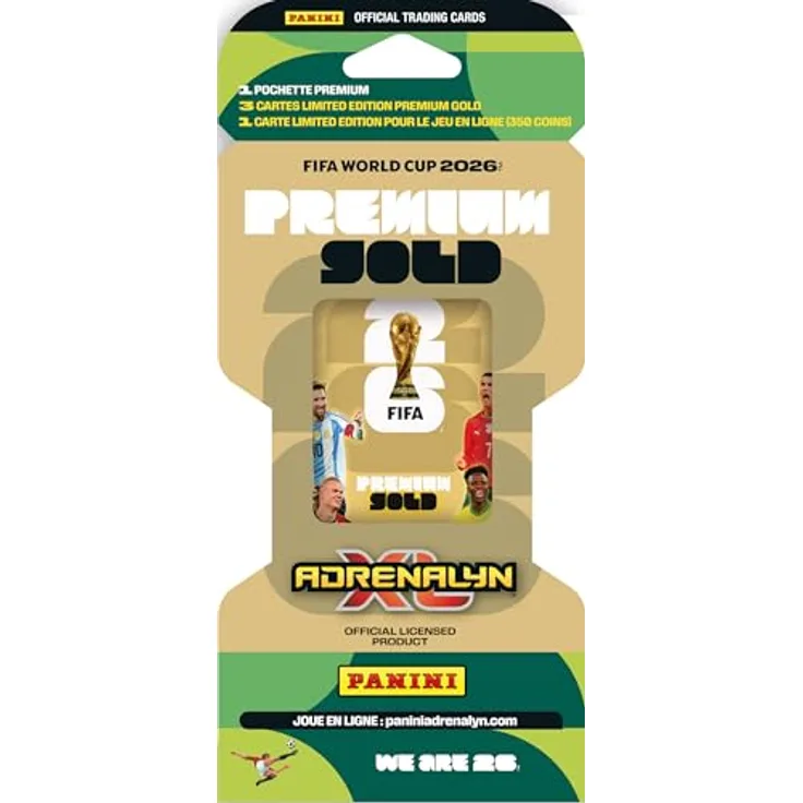 Panini FIFA-Weltmeisterschaft 2026 Adrenalyn XL Premium Gold Pack, exklusive Sammelkarten mit edlem Gold-Design und Special Cards