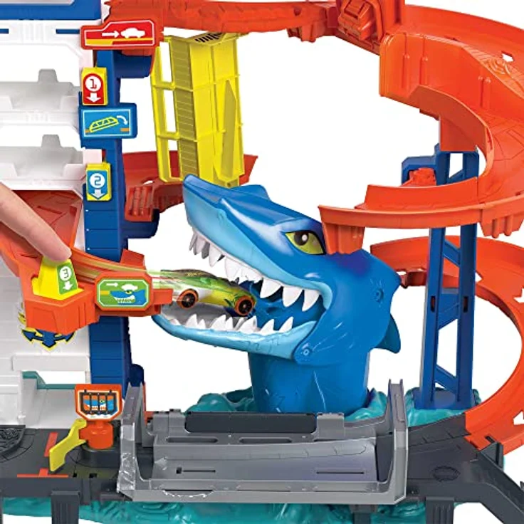 Mattel® Hot Wheels HMF86, City Shark Escape Spielset für Kinder ab 4 Jahren, bunt – Bild 4
