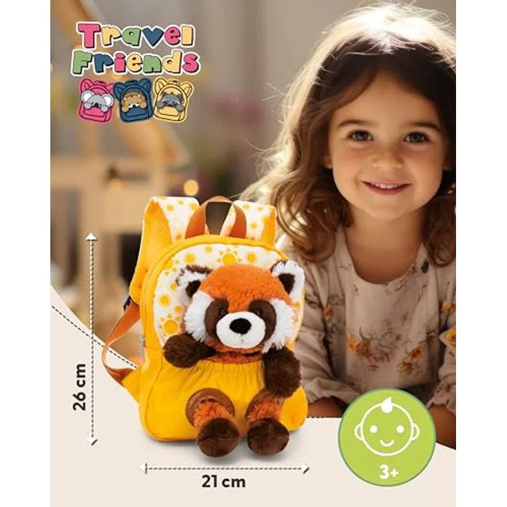 NICI Rucksack gelb mit Plüschtier Roter Panda, idealer Begleiter für kleine Abenteurer – Bild 2