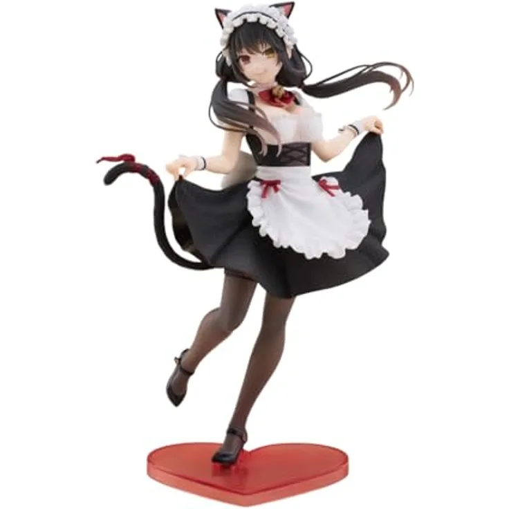 Taito Date A Live V Coreful PVC Statue Kurumi Tokisaki Cat Ear Maid Ver. 18 cm, detailreiche Sammelfigur in Geschenkbox