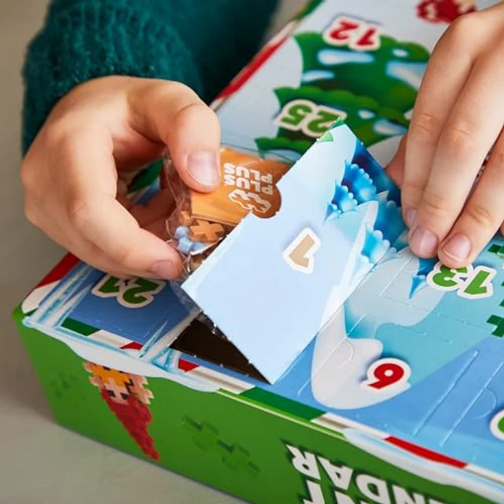 Plus-Plus 3973 Adventskalender, Kreativ-Bausteine, 24 Türchen + 1 Extra-Tür mit Überraschung, für Kinder ab 5 Jahren, Geniales Konstruktionsspielzeug, hergestellt in Dänemark, mit 600 Plus-Plus-Steinen, Edition 2024 – Bild 2