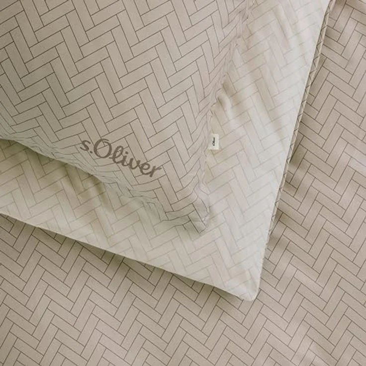 s.Oliver Mako Satin Bettwäsche 135x200 cm, 100% Baumwolle, weich & anschmiegsam, mit Reißverschluss, beige, 2-teilig – Bild 5