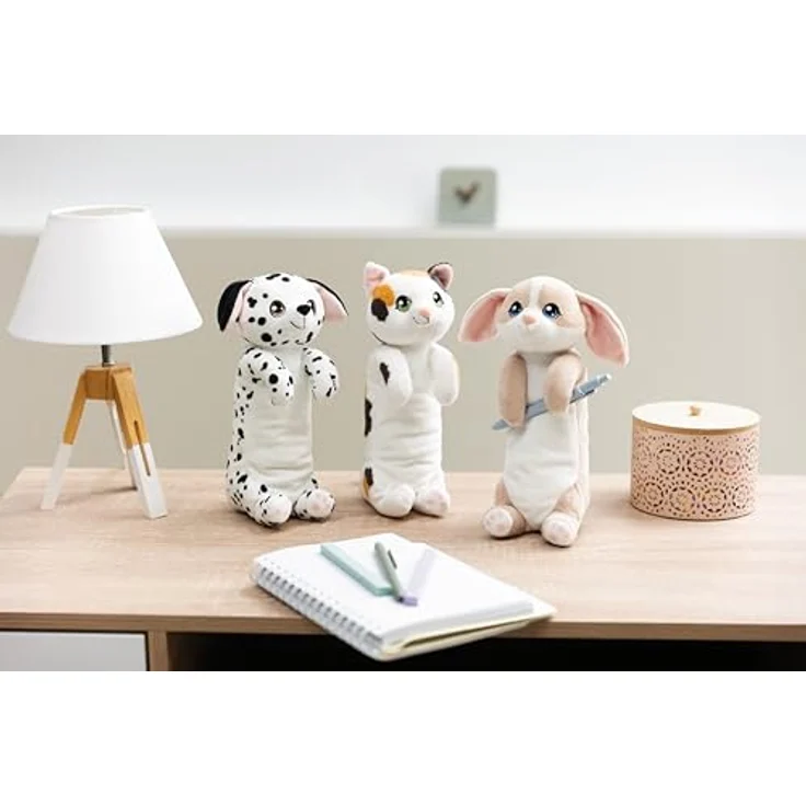 Nici Federmäppchen Pouchimals, Katze Glückskatze, flauschig weiches Design mit Reißverschluss, 12x12x25 cm – Bild 6