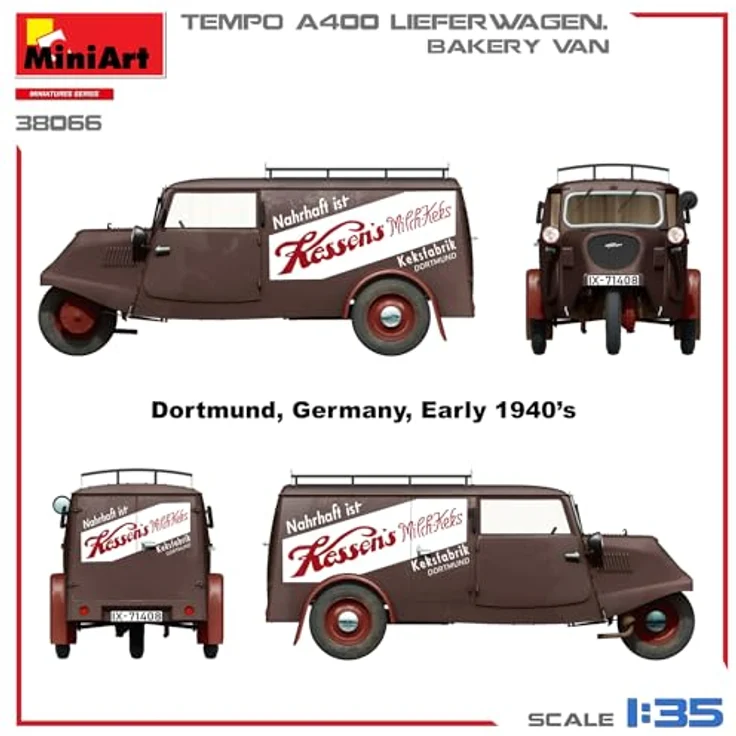Other 1:35 Tempo A400 Lieferwagen, Modellfahrzeug mit Backwaren und variablen Decals – Bild 3
