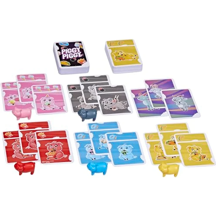 Hasbro Gaming Piggy Piggy Kartenspiel für Familien - Deutsche Fassung, niedliche Schweinchenfiguren, strategisches Schlemmerkarten-Spiel – Bild 2
