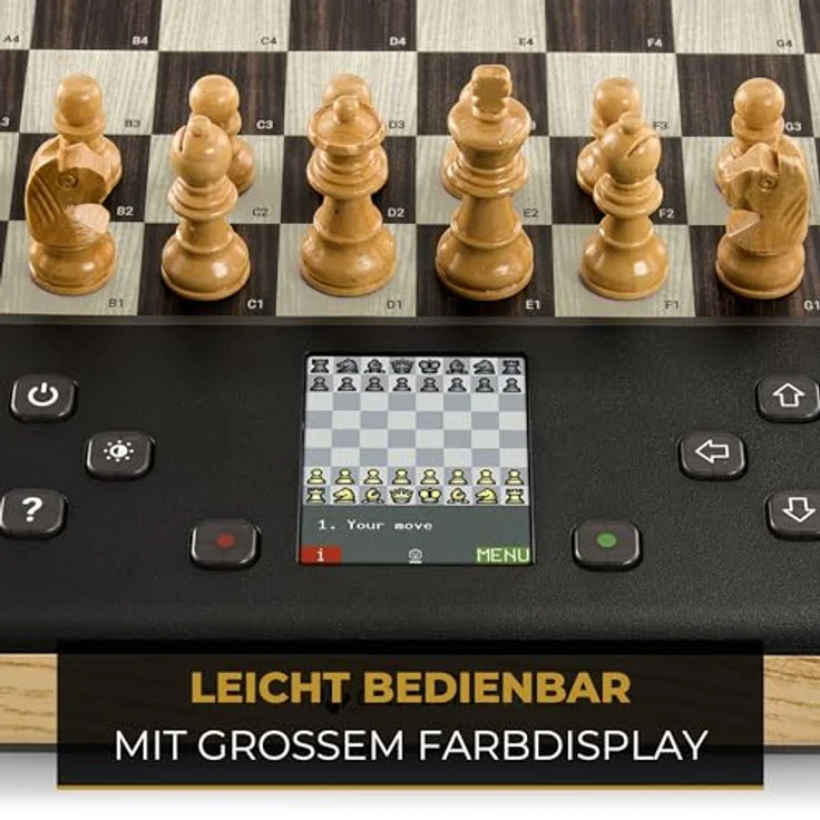 Millennium Chess Genius Pro 2024, Schachcomputer mit Holzoptik, 2200 ELO, Farbdisplay, Drucksensorbrett, magnetische Echtholzfiguren – Bild 3