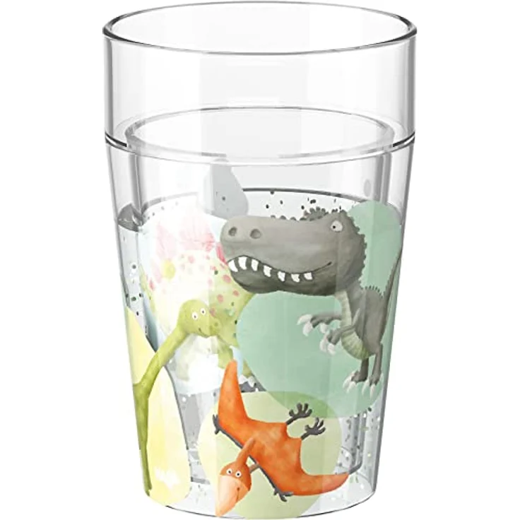 Haba Glitzerbecher Dinos, 150 ml Kindertrinkbecher mit doppelwandigem Design und BPA-freiem Kunststoff, spülmaschinenfest – Bild 2