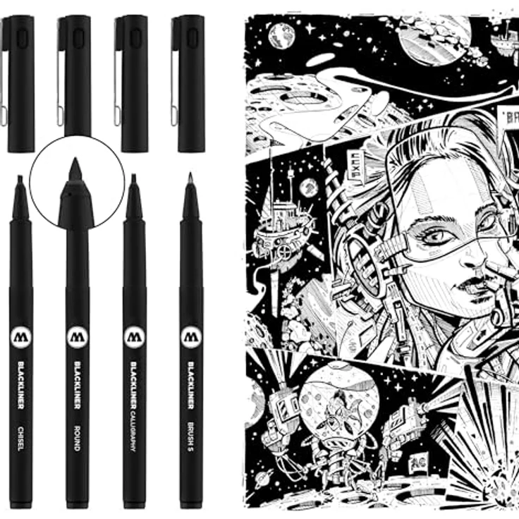 MOLOTOW BLACKLINER SET 3, Fineliner-Set schwarz mit 4 Stiften, dokumentenecht, 0,005-1,0 mm Strichstärke – Bild 3