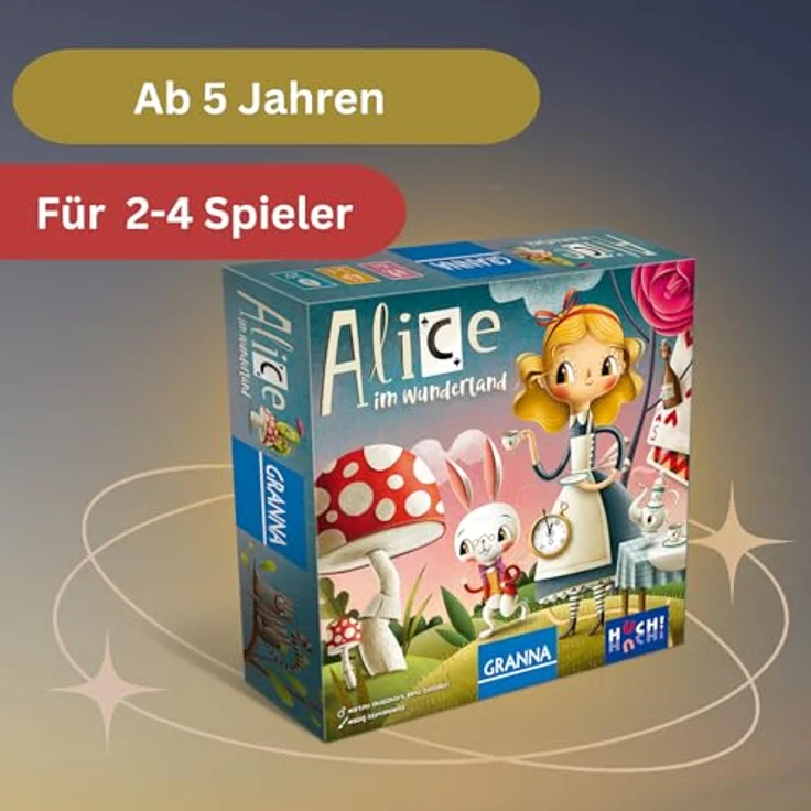 HUCH! Alice im Wunderland Kinderspiel, strategisches Familienspiel für 2-4 Spieler ab 6 Jahren, mit zauberhaftem Material und liebevoll illustrierten Details – Bild 2