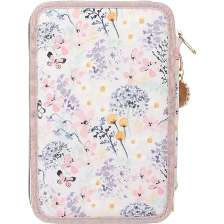 Depesche TOPModel Summer Feeling, gefüllte 3-Fach Federtasche in Rosa, mit 18 Bunt- und Filzstiften, Lineal, Schere und Blumen-Motiv – Bild 4