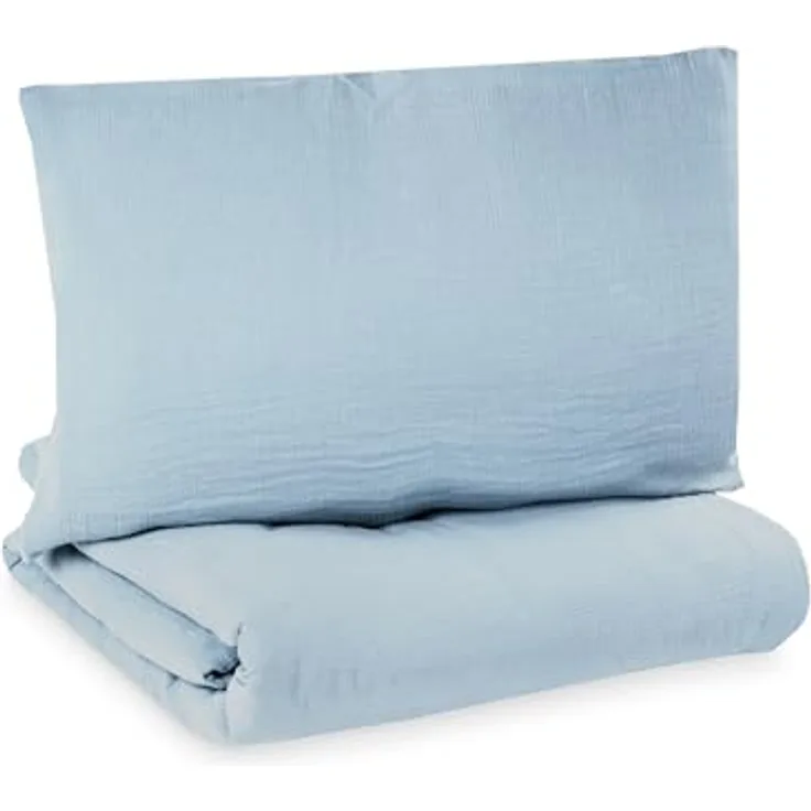 Julius Zöllner Bettwäsche Musselin Denim, 2-teiliges Kinderbettwäsche-Set 100x135 cm und 40x60 cm, schadstoffgeprüft, hautfreundlich und atmungsaktiv