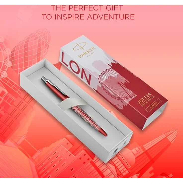 Parker Pen Parker Jotter SE London, Kugelschreiber mit roter Lackierung, Lasergravur Londoner Skyline, limitierte Sonderedition – Bild 7