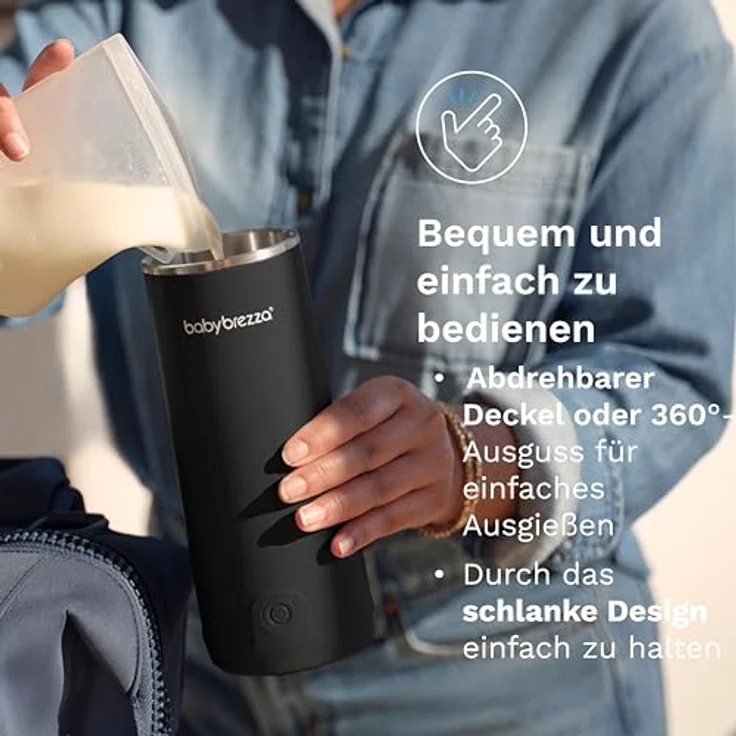 Baby Brezza SuperFast Portable Warmer, Tragbarer Muttermilch- & Wasserwärmer mit 4 Temperaturstufen, USB-C, gleichmäßige Erwärmung durch Sensor-Technologie, Edelstahl – Bild 6