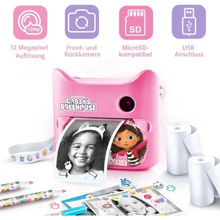 Canal Toys Gabby's Dollhouse, Digitalkamera mit Sofortdruck, multilingual, für Kinder ab 4 Jahren, 250 Fotos, individuell gestaltbar – Bild 3