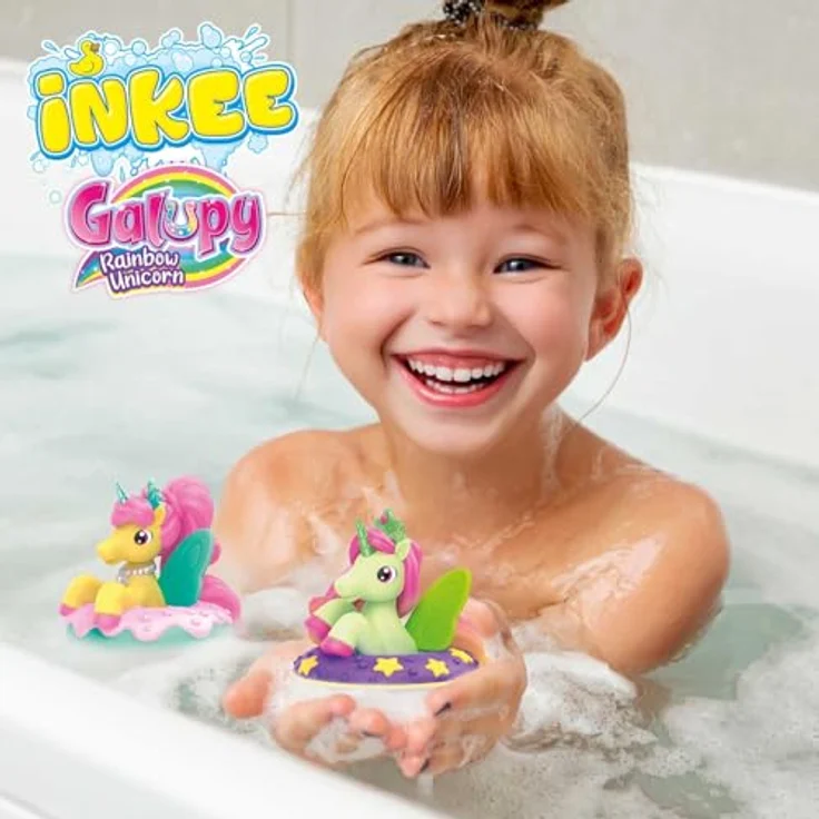 INKEE Toys Magic Bath Galupy Unicorn Fun, 3er-Set Badespielzeug mit Farbwechsel – Squishy Einhörner Figuren Kily, Freya & Nova, für Kinder ab 3 Jahren – Bild 5
