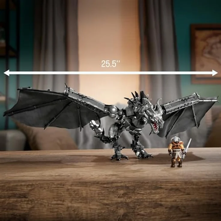 MEGA Skyrim Actionfigur Bauspielzeug, Alduin der Weltenfresser mit 619 Teilen und Dragonborn-Figur, für Sammler, HXR98 – Bild 3