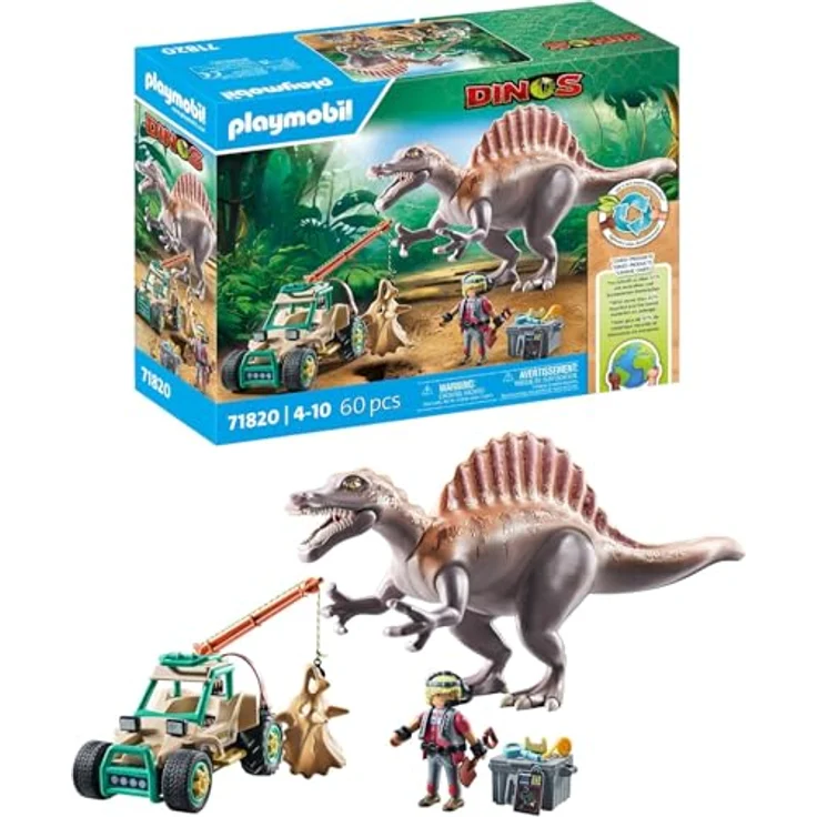 PLAYMOBIL 71820 Spinosaurus Angriff auf Dino, Ausgrabungsspielset mit Fahrzeug und Dino-Charakter – Bild 1