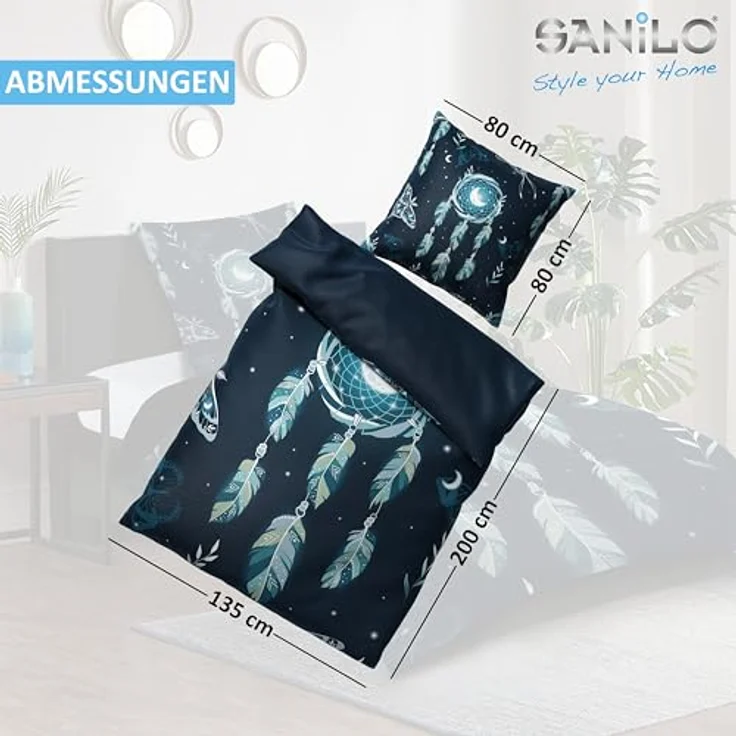Sanilo® Bettwäsche 135x200 cm, 100% feinste Baumwolle, 2-teilig, Oeko-TEX Zertifiziert, Traumfänger Design – Bild 5