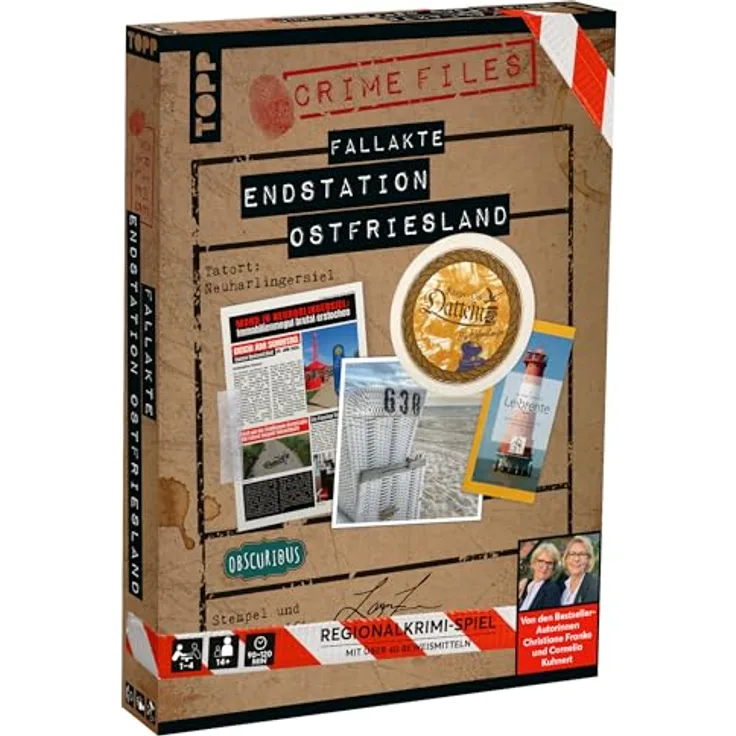 TOPP Crime Files – Fallakte: Endstation Ostfriesland, Brettspiel mit realistischen Beweismitteln von Bestsellerautorinnen, Modellnummer 18578