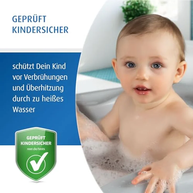 Reer Baby-Badethermometer oval, kindersicheres Bade-Thermometer mit übersichtlicher Skala, quecksilberfrei, hoher Messbereich bis 50 °C, grün – Bild 2