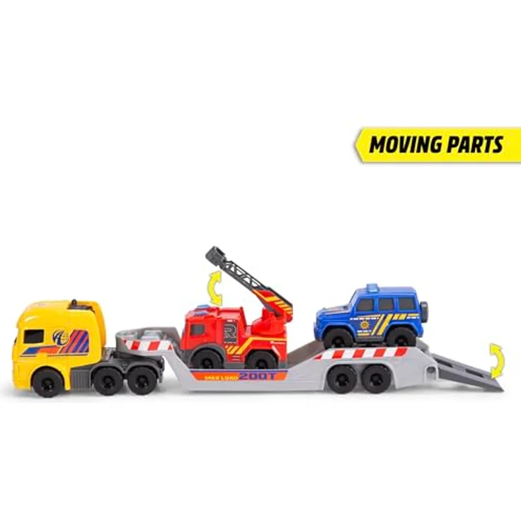 Dickie Toys - 3-in-1 Micro Rescue Truck (32 cm) - Daimler Truck mit Anhänger und 2 Mercedes-Benz Spielzeugautos (Polizeiauto und Feuerwehrauto) - Auto-Spielzeug für Kinder ab 3 Jahre – Bild 3