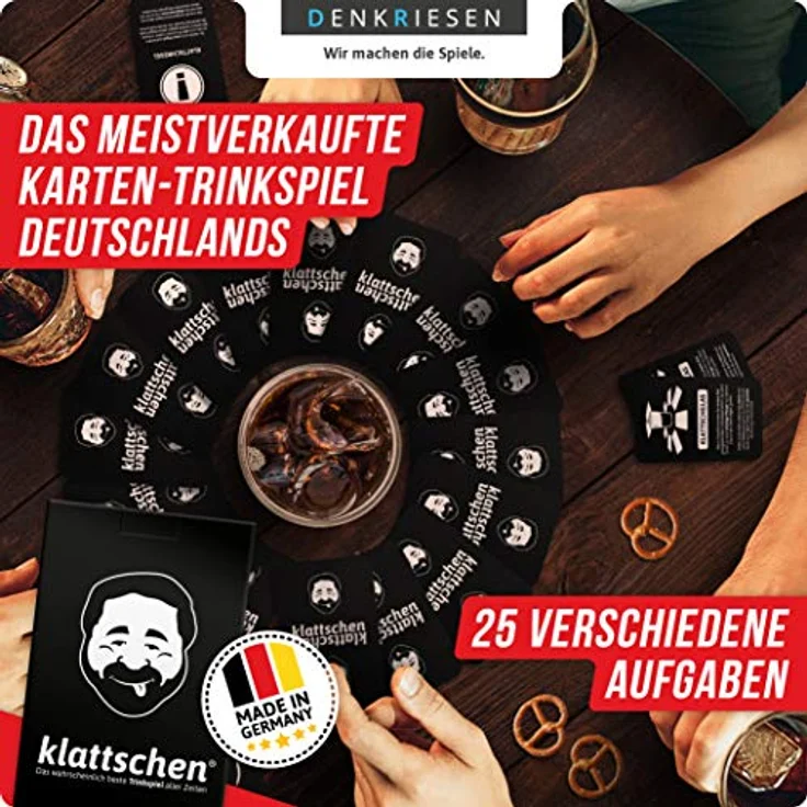 DENKRIESEN klattschen® Mädelsabend, Kult-Trinkspiel mit 60 Spielkarten und 25 abwechslungsreichen Aufgaben, ideal für Junggesellenabschiede und Spieleabende – Bild 3