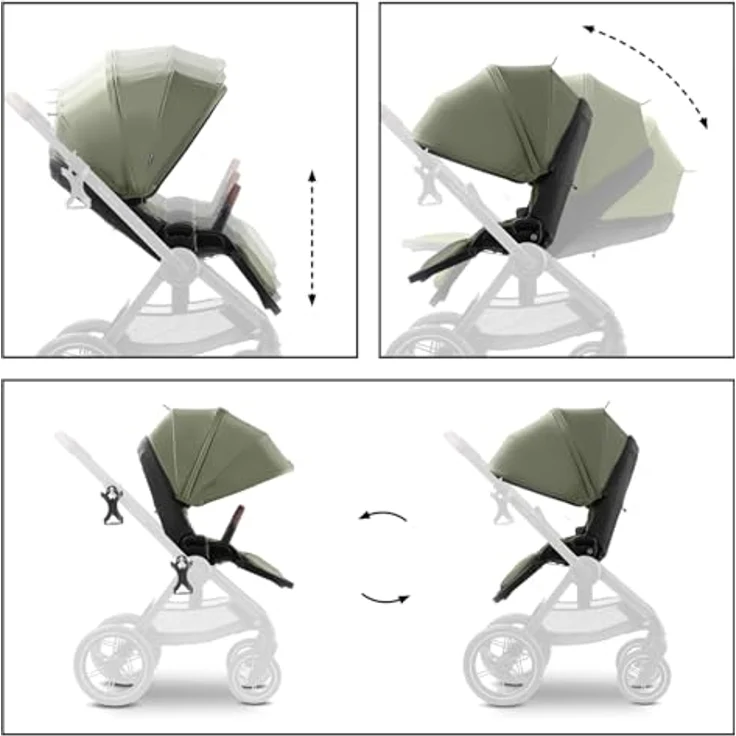 hauck Comfort N Care, Kinder Buggy in Olive mit Beindecke, wendbarem Sitz, Liegefunktion, XL Verdeck UPF 50+, Federung, Gummi Rädern, höhenverstellbarem Schieber und Getränkehalter – Bild 4