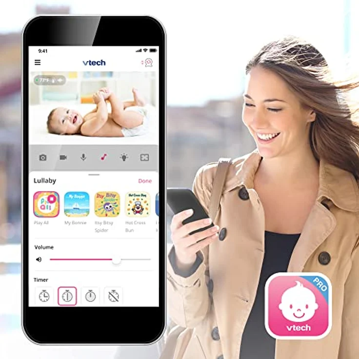 VTech VM901 Babyphone, 1080P FHD Kamera mit 120° Weitwinkelobjektiv und HD-Fernbedienung – Bild 5