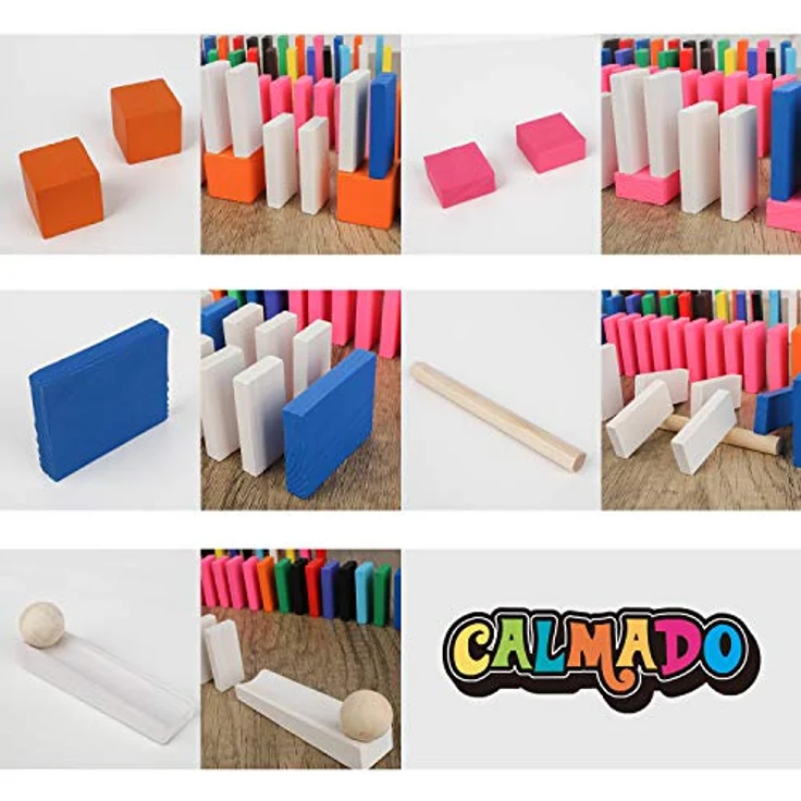 calmado - 370 teilig Domino Steine aus Holz Domino Party Edition XXL im Set + Tasche + Anleitung + Accessoires – Bild 5