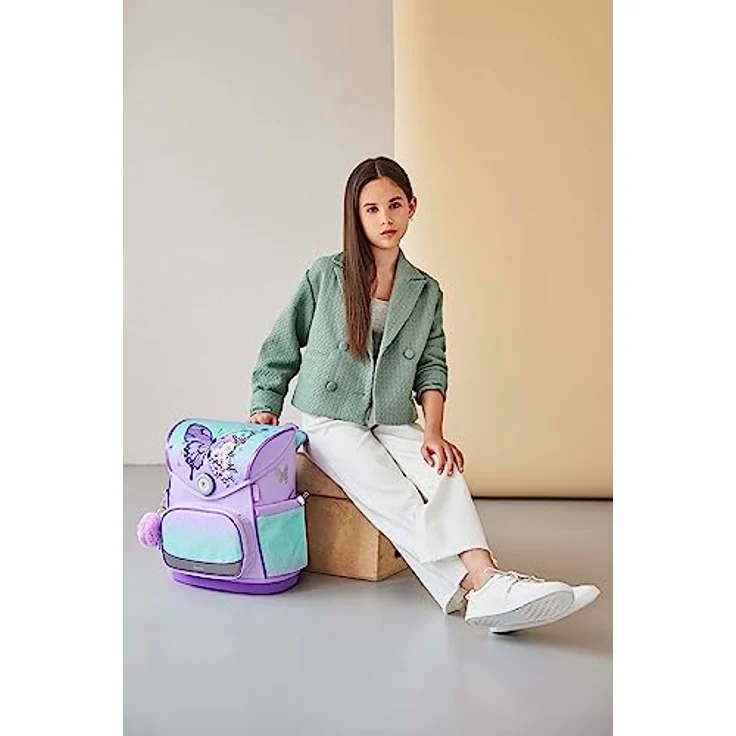 Belmil Compact Plus Schulranzen-Set 5-tlg., ergonomisch, 19 L Volumen, Grau, für Kinder ab 110 cm – Bild 2