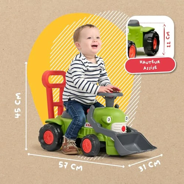 FALK Vintage Trader Claas Frontbagger, ab 12 Monaten, 90% recycelter Kunststoff, mit Hupe 912D, grün – Bild 5