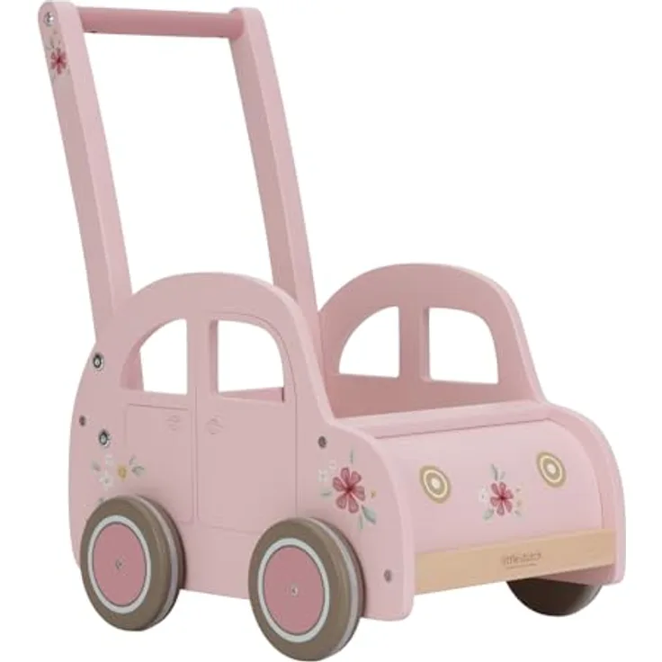 Little Dutch 7128 FSC Holz Laufwagen Auto - Fairy Garden rosa, Spielzeugtruhe aus nachhaltigem Holz