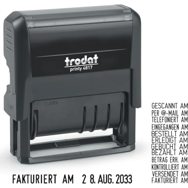 trodat Datumstempel printy dater 4817, selbstfärbend schwarz, dokumentenecht, wechselbares Kissen, 1 Zeile