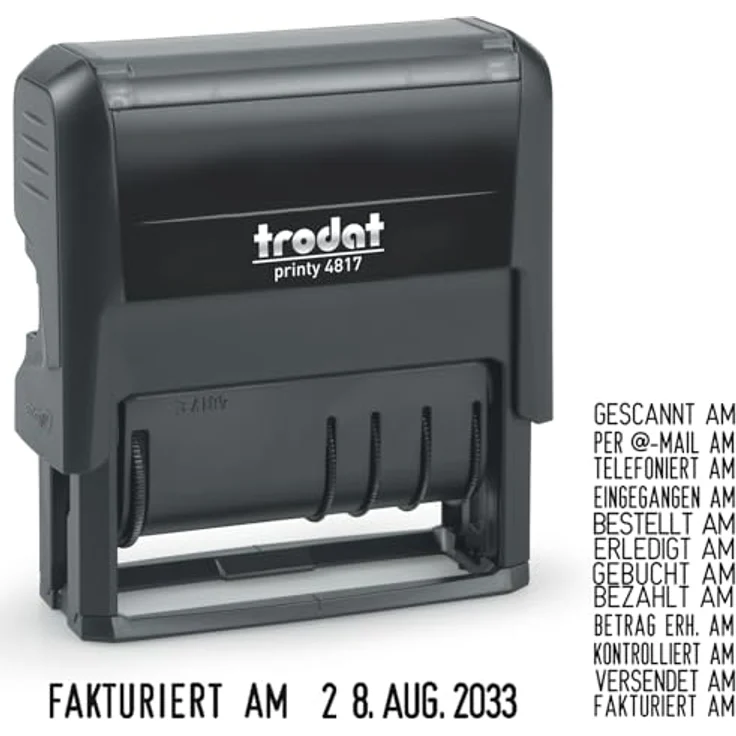 trodat Datumstempel printy dater 4817, selbstfärbend schwarz, dokumentenecht, wechselbares Kissen, 1 Zeile – Bild 1