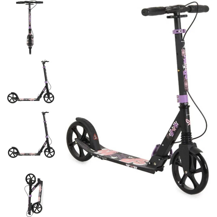 Byox Kinderroller Spooky, klappbar bis 100 kg, mit Bremse und Stoßdämpfer vorne, lila, ABEC-7