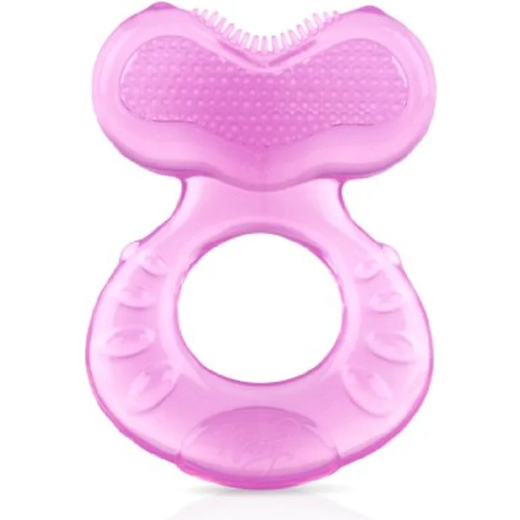 Nuby Teethe-eez Silikon-Beißring, weiche Zahnungshilfe mit strukturierter Oberfläche zur Zahnfleischmassage, hygienisches Etui inklusive, rosa, ab 3 Monaten – Bild 4