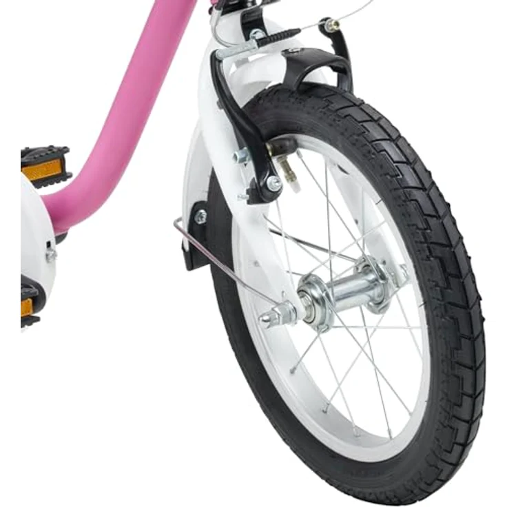 Bachtenkirch Kinderfahrrad Matt Pink 12 Zoll für Mädchen ab 3 Jahre, Rücktrittbremse, Stützräder, Ständer, Glocke, Korb, Gepäckträger – Bild 6