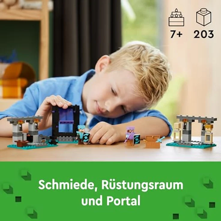LEGO Minecraft Die Waffenkammer, Gaming-Set mit Heldenfiguren, Spielzeug-Waffen und Alex-Figur, Action-Spielzeug für Jungs und Mädchen, Geschenk für für Gamer und Kinder ab 7 Jahren 21252 – Bild 2