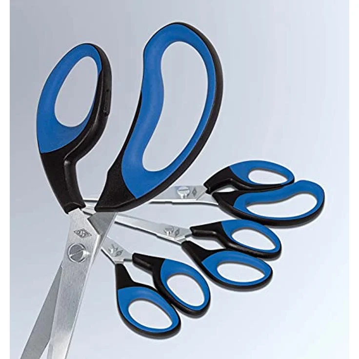 WEDO Softcut Papierschere, 21 cm, Edelstahl-Schneidequalität, schwarz/blau, für Links- und Rechtshänder – Bild 2