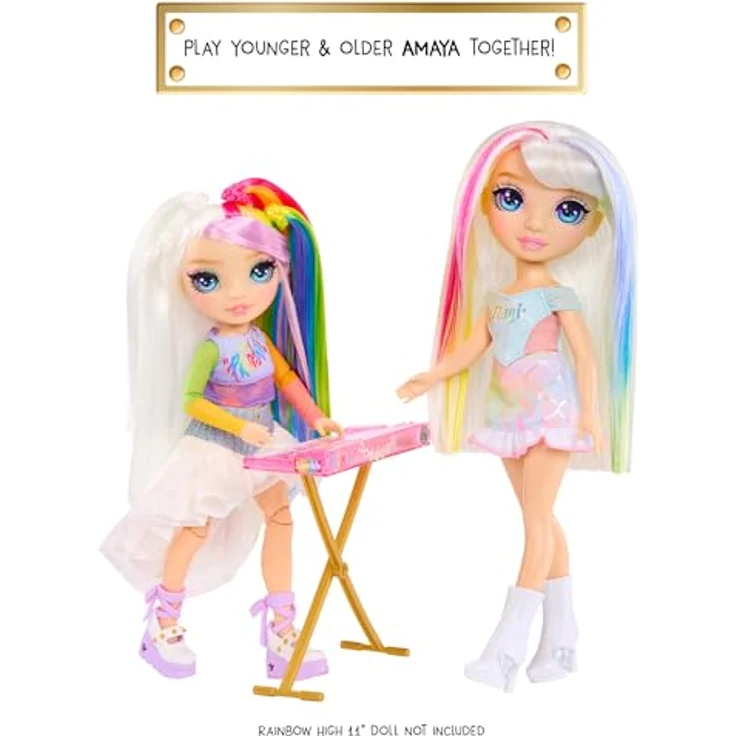 Rainbow High Anziehpuppe Jr High Rockband Fashion Doll Amaya, Rockstar-Look mit Keyboard und coolen Accessoires – Bild 5