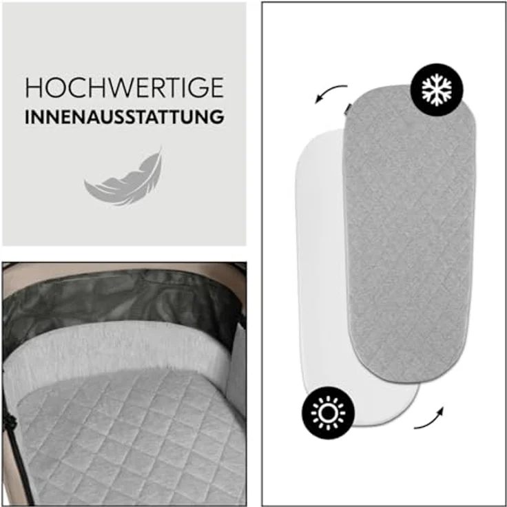 Hauck Kombi-Kinderwagen Comfort N Care Air Set, 2 in 1 mit Luftreifen, inkl. Babywanne, Sportsitz, Beindecke und Getränkehalter, Mocha, mit Gratis Mobilitätsgarantie – Bild 3
