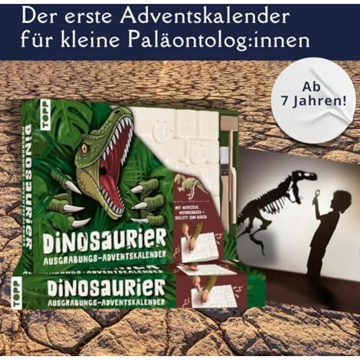 Frech Dinosaurier - Der Ausgrabungs-Adventskalender, 24 coole Überraschungen, Mitmachbuch und Werkzeugset – Bild 4