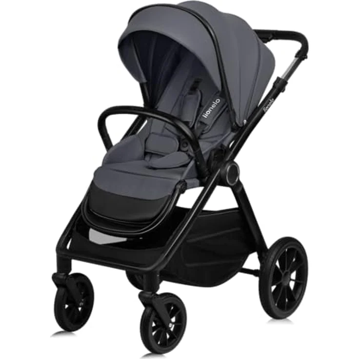 Lionelo LAYLA 2 in 1 Kombikinderwagen, für 0-48 Monate bis 22 kg, mit verstellbarer Rückenlehne, Luftzirkulation, 360° schwenkbaren PU-Rädern und vollständiger Federung, AiryDots, wasserdichtes XXL-Verdeck – Bild 2