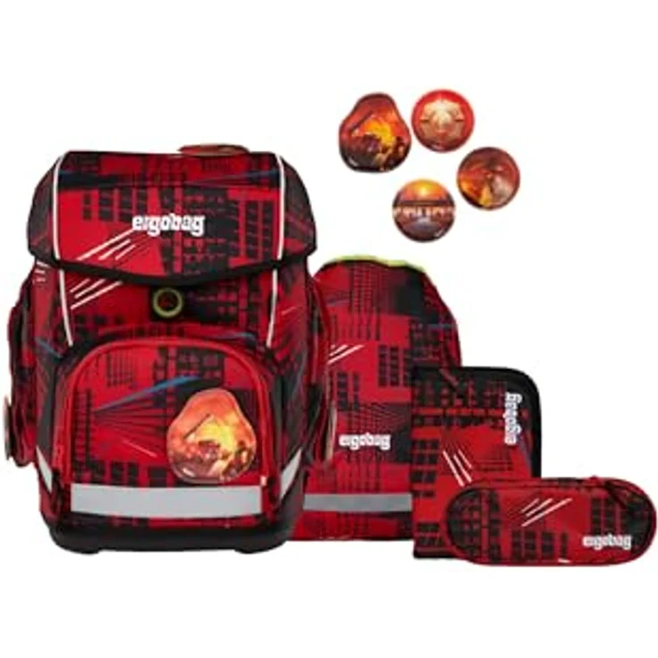 ergobag cubo Schulranzen-Set „AlarmBärreitschaft“, 5-teilig, mit Rückenpolsterung und Höhenverstellsystem, auslaufsicher, inklusive Kletties zur Individualisierung – Bild 1