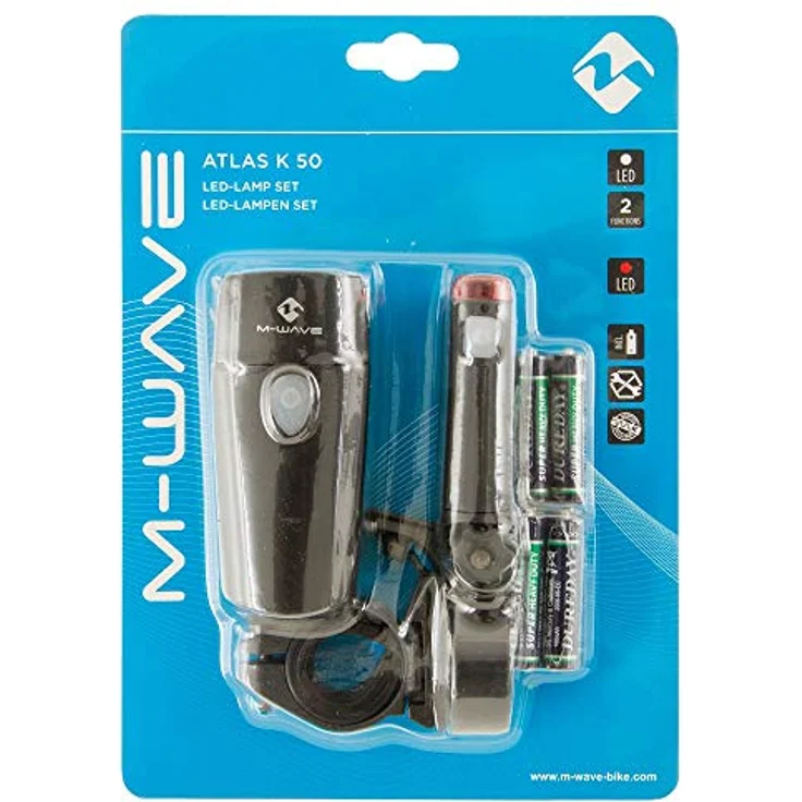 M-Wave Unisex – Erwachsene Atlas K50 Batterieleuchten-Set, schwarz – Bild 4