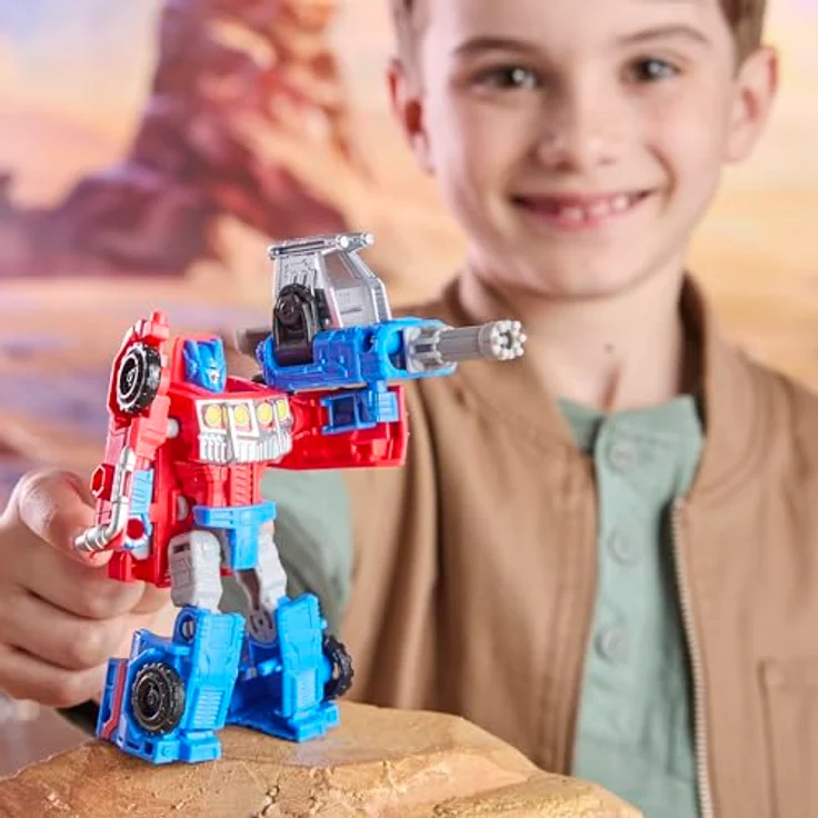 Hasbro Transformers CYBERWORLD Armored Cyber, Optimus Prime Figur 10 cm wandelbar vom Roboter zum Lastwagen mit Blaster-Zubehör – Bild 4