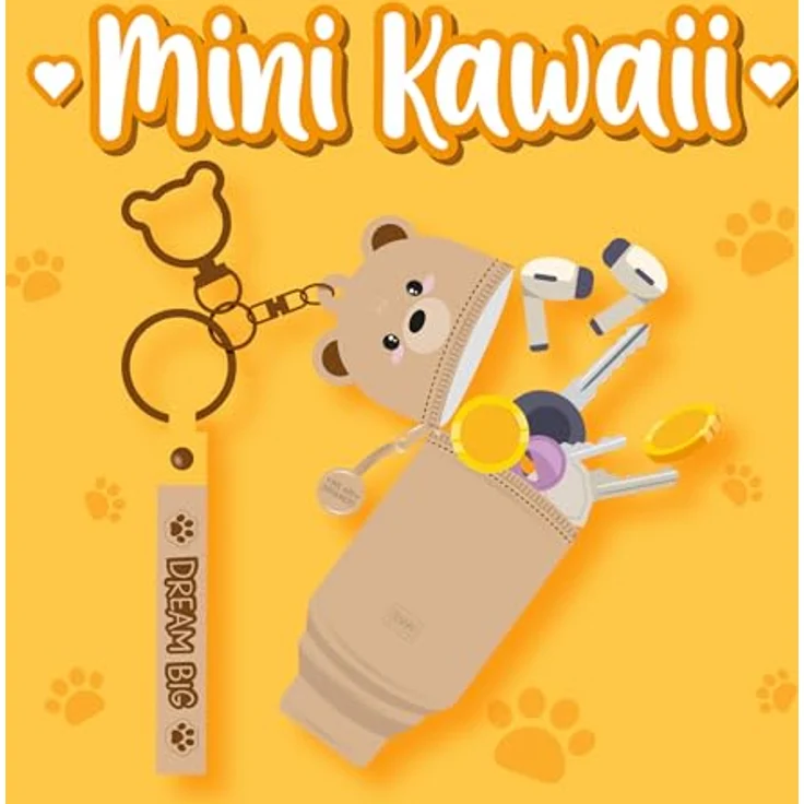 Legami Mini-Geldbörse Kawaii Teddy Bear, Silikon mit Schlüsselanhänger, Karabinerhaken und Handschlaufe, 5 x 12 x 5 cm – Bild 2