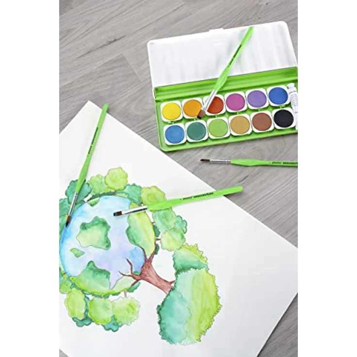 Eberhard Faber 579926 - Green Winner Synthetik-Pinselset mit 4 Größen, Rundpinsel mit ergonomischer Dreikant-Griffzone, Pinsel zum Malen und Zeichen in der Schule und Freizeit – Bild 4
