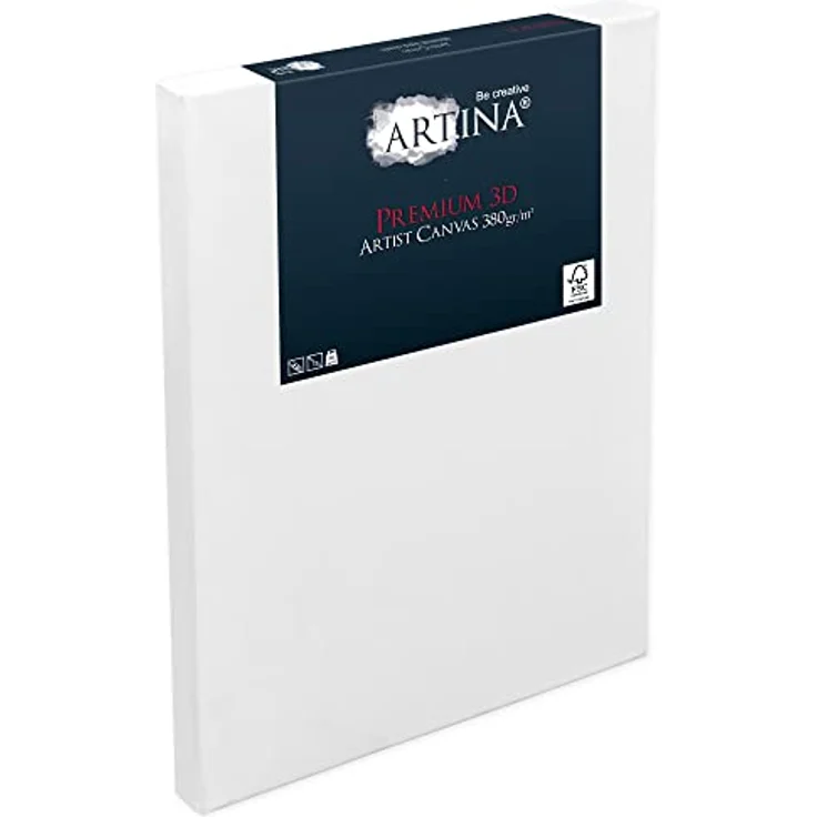 Artina 5er Set 3D Leinwand 18x24cm, FSC®-Keilrahmen, 3-fach weiß vorgrundiert, 100% Baumwolle, 380 g/m², Premium Künstlerbedarf – Bild 2